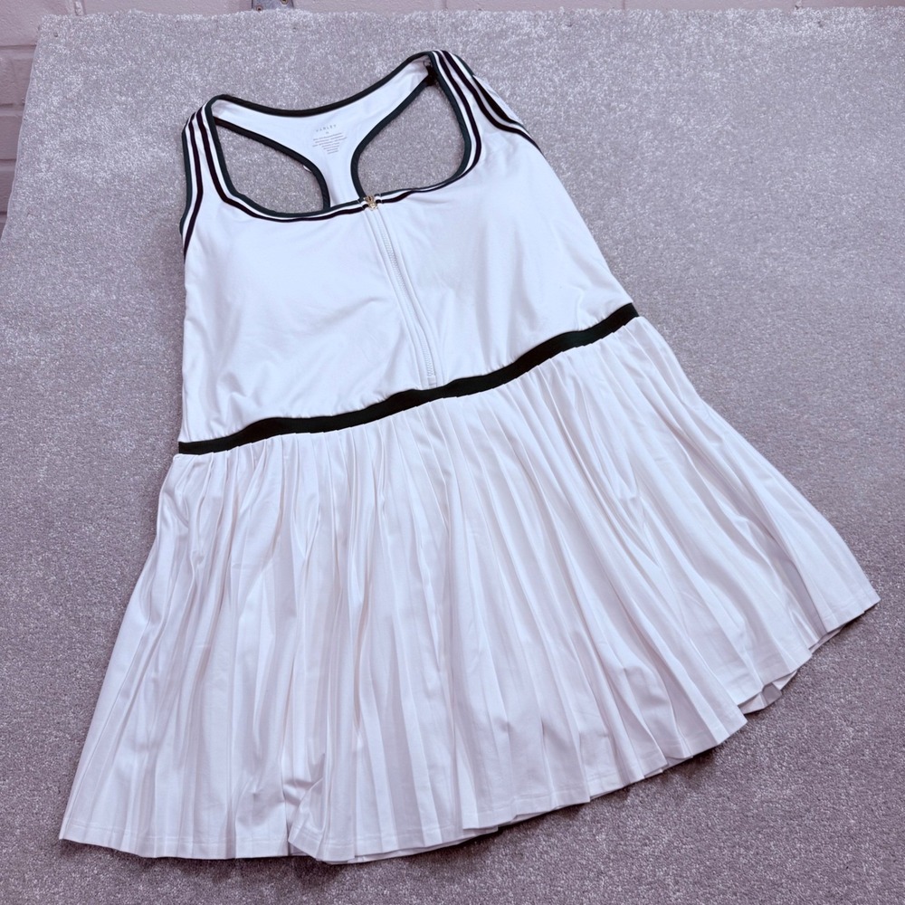 Varley Jane Court Dress NWT 1X White Forest Green Pleated Tennis Prep Golf Dress - Picture 5 of 16